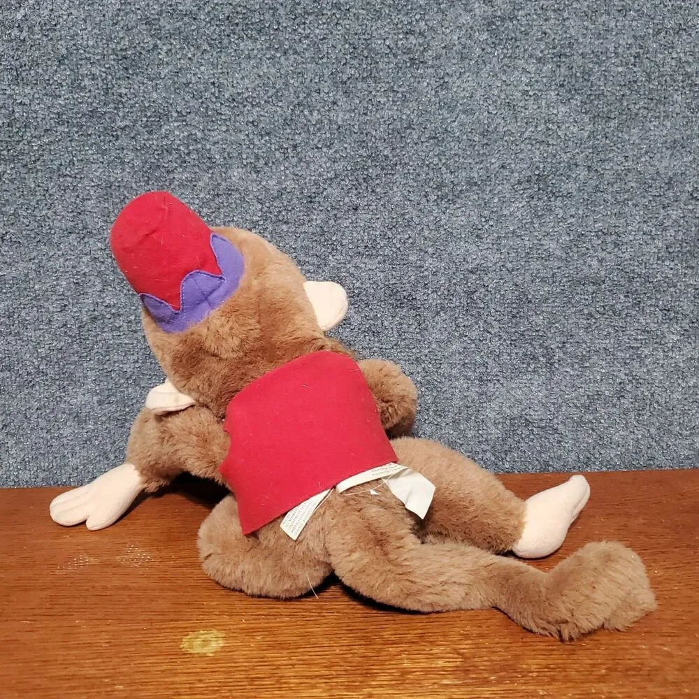 Vintage 90s Disney Aladdin Abu Monkey Plush Stuffed Toy 1992 Mattel Walt Disney
